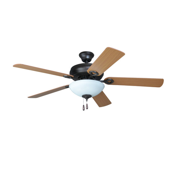 Litex Industries 52” Bronze Finish Ceiling Fan Includes Blades and LED Light Kit DCF52FBZ5L1W